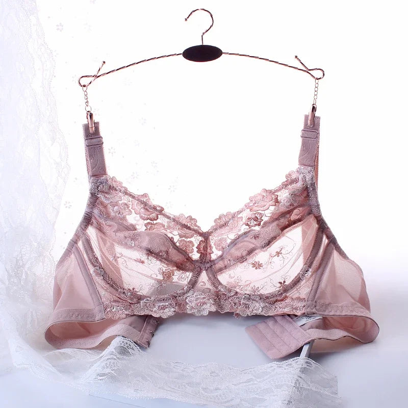 Women's Non-padded Full Coverage Underwire Minimizer Embroidered Bra 34 36 38 40 42 44 46 48 B C D E F G H