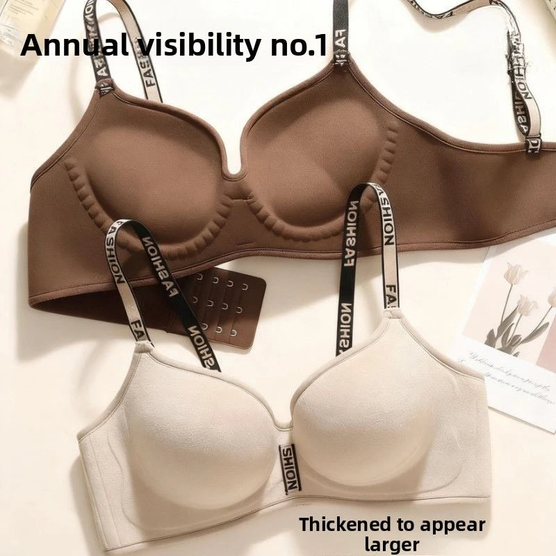 Ultra Push Up Bra 6CM Padding for Women Seamless Wireless Bra Full Coverage Gathers Side Fat Lifts Thermal Fleece Lined Bra