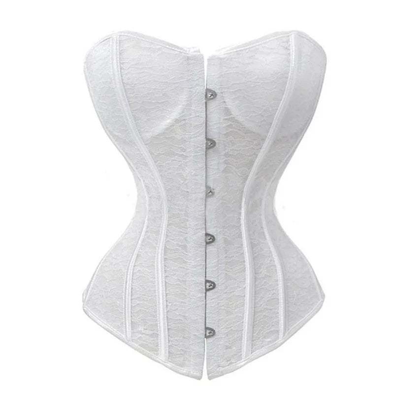 Corset Overbust Bustiers Sexy Corset For Women Lace Perspective Transparent Lingerie Femme Black White