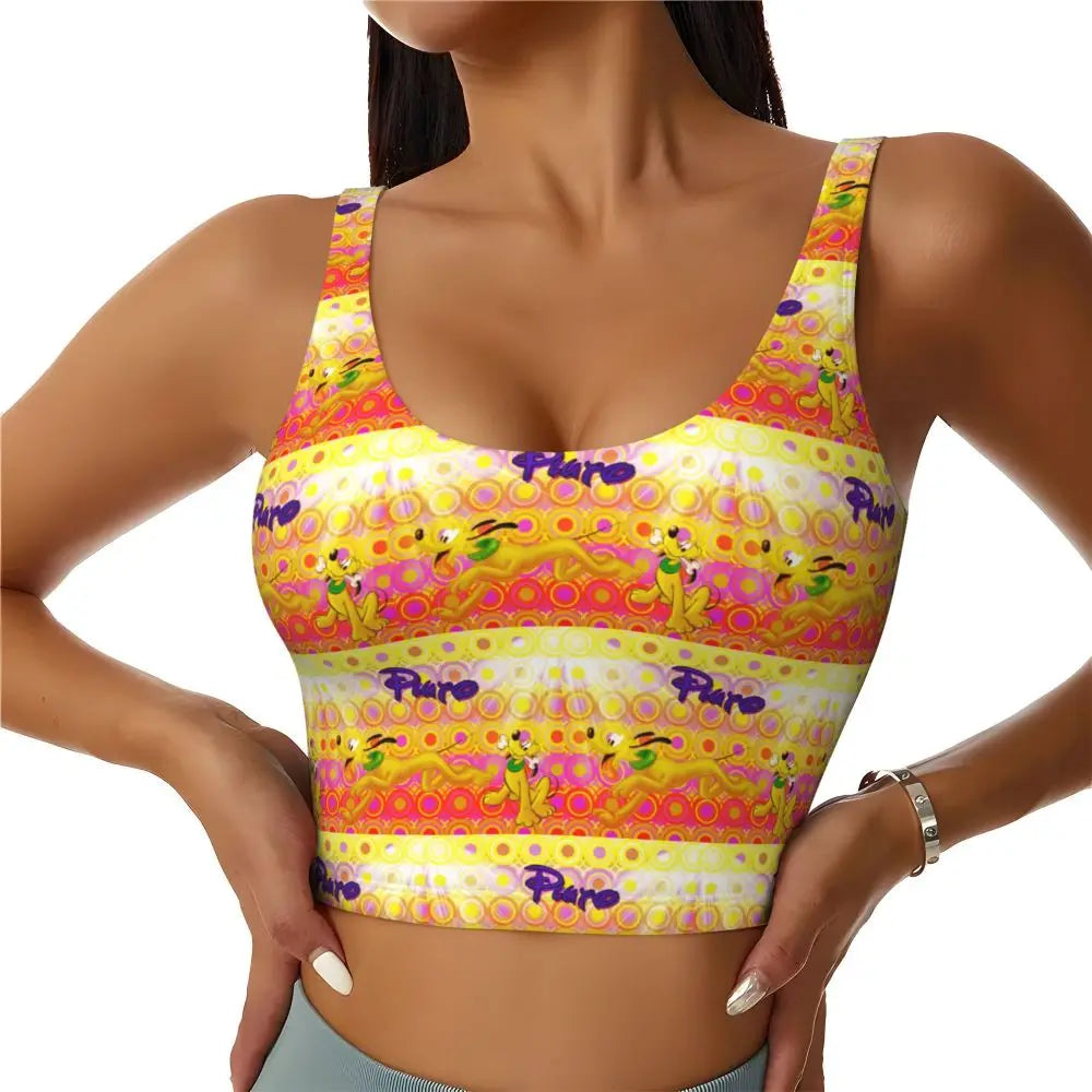 Custom Pluto Anime Manga High Impact Sports Bras for Women Classic Seamless Workout Yoga Crop Tank Tops