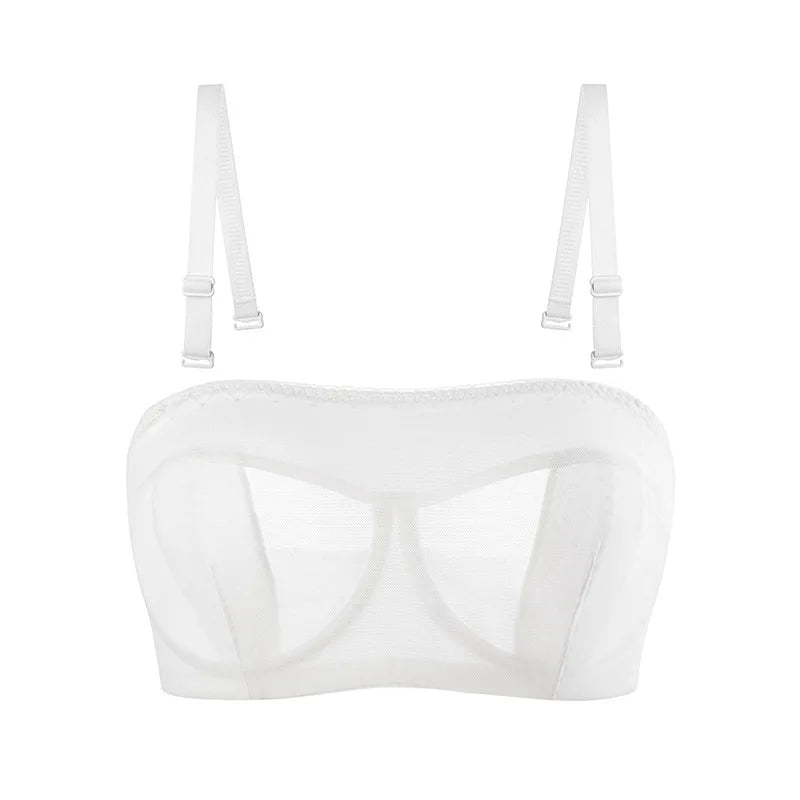 Strapless Bras for Women Transparent Full Coverage Multi-way Underwire Lace Invisible Balconette Bralette 36 38 40 42 B C D E F