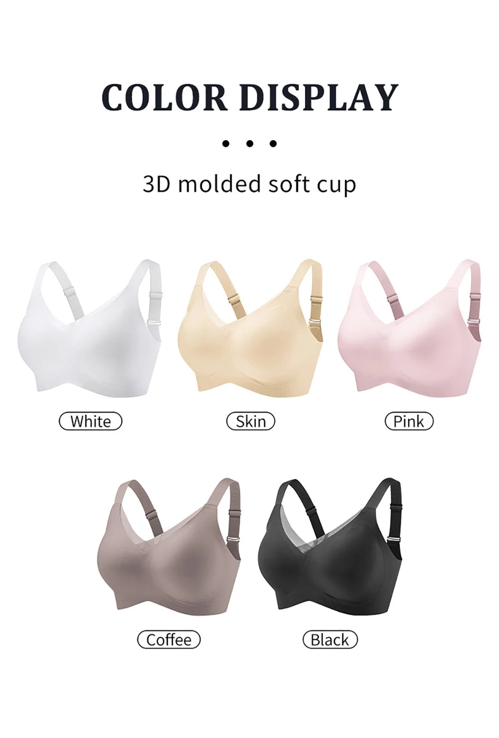 Jelly Wireless Bras For Women No Underwire Supportive Seamless Bra Comfort Soft Bralette Full Coverage Hide Back Fat T-Shirt Bra