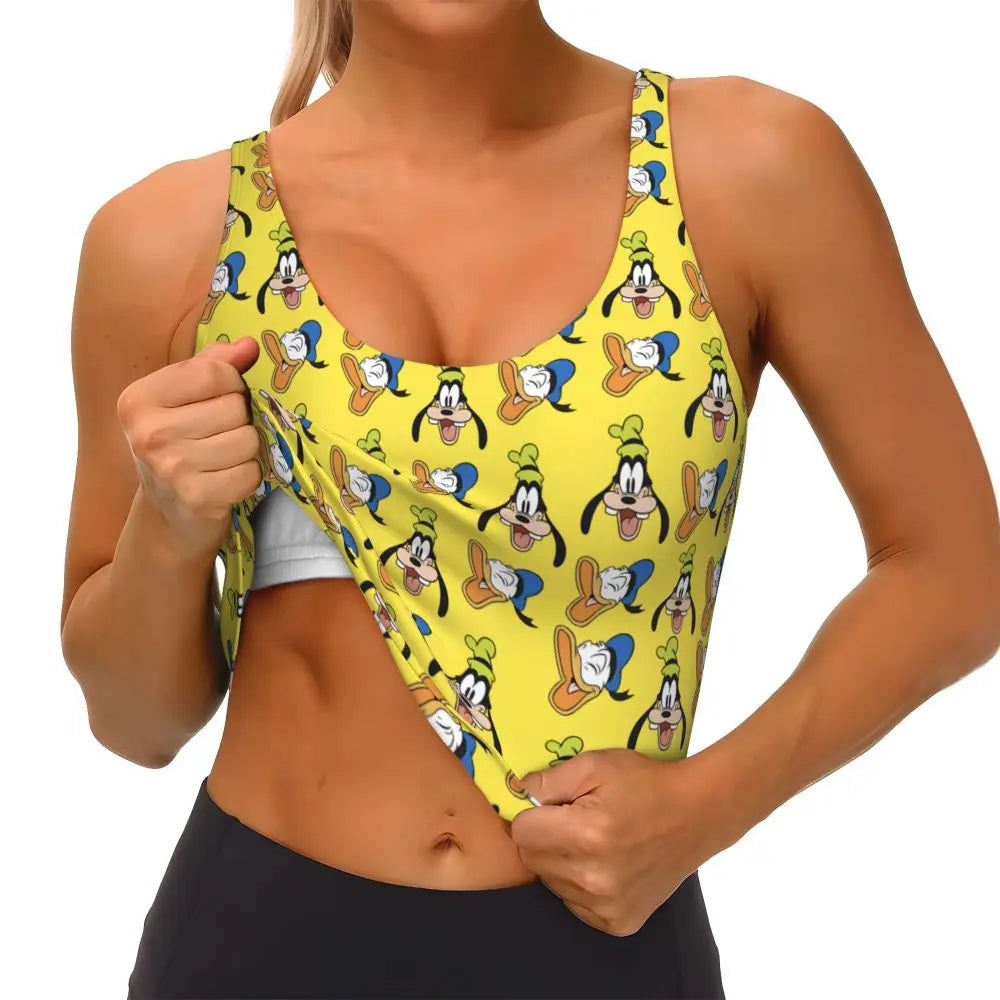 Custom Goofy Cartoons High Impact Sports Bras for Women Mangas Seamless Workout Running Crop Tank Tops