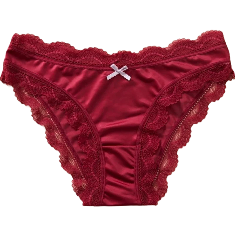 Felinus Ice Silk One-piece Slip Material Low Waist Sexy Lingerie Ladies French Satin Underwear Briefs New Lace Triangle Panties