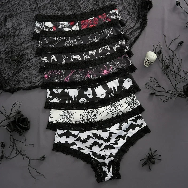 2Pc Set Lingerie Woman Sexy Underwear Lace Female Underwear Ghost Bat Butterfly Gothic Style Breathable Panties For Women