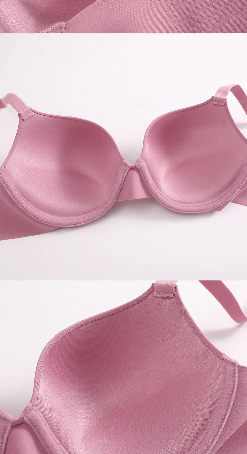 2Pcs/Set Comfortable Adjustable Push Up Bra Shockproof Lingerie Wireless Deep V Bra Anti-sagging Brassiere for Women Summer Bras