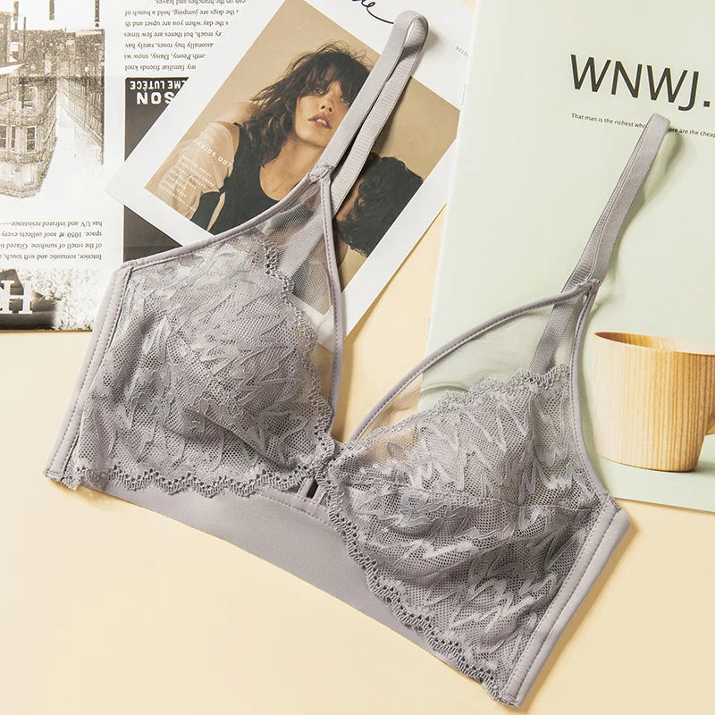 Lace Bras for Women Push Up Bra Non-wire Bralettes Solid Color Patchwork Lace Brassiere Fixed Cup Padded Underwear Sexy Lingerie