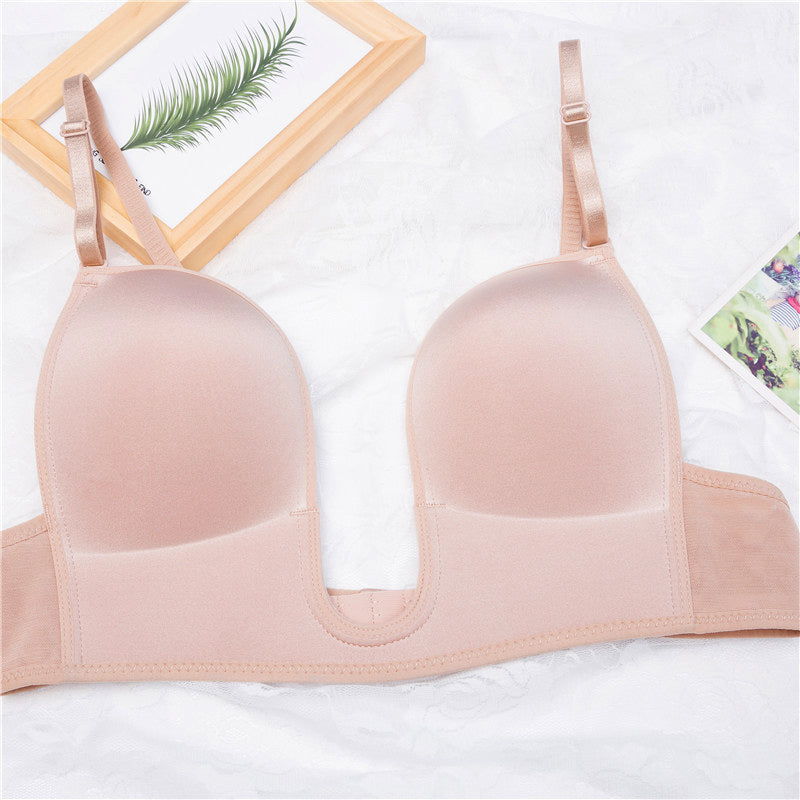 Deep U-Shaped Plunge Bra Lift Up Low Back Wirefree Bra Women Underwear Women's U-Shaped Sexy Lingerie For Backless Dress