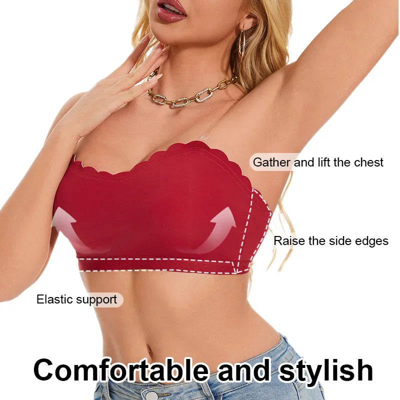 Lingerie Wireless Gather Bra Women Invisible Bra Front Buckle Push up Seamless Bra Sexy Strapless Underwear Waves Grain Bras