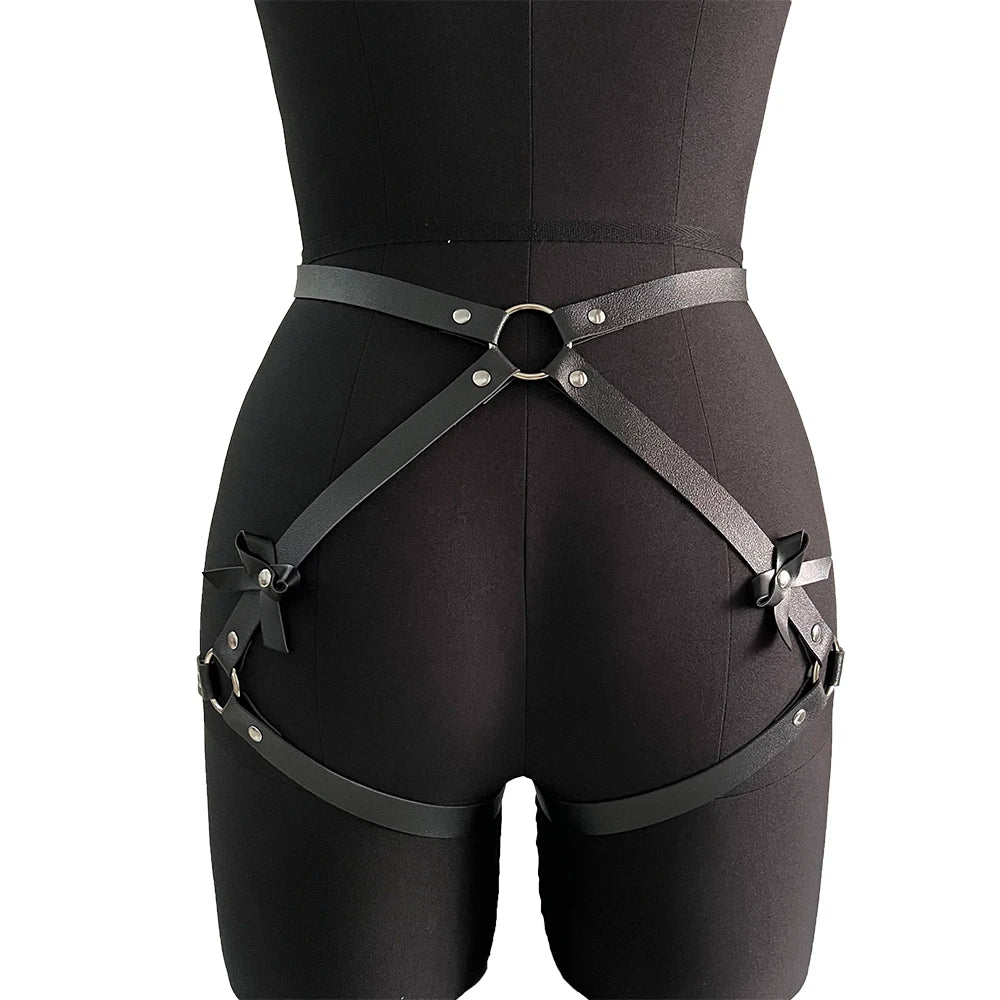 Sexy Thigh Garter Belt Women Leg Harness Bondage Leather Lingerie Garter Stockings Body Harness Belt Gothic Fetish Clothing