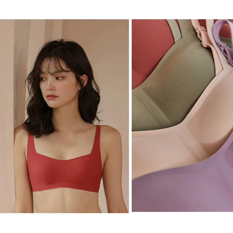 Seamless Bras For Women Square Neck Invisible Tops Push Up Bras Wire Free Underwear Soft Intimates Bralette Girls Sleep Lingerie