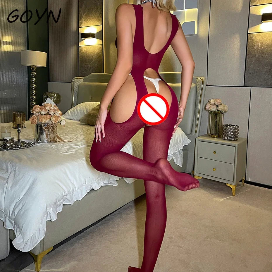 Sexy Lingerie Women Body Underwear Hollow Out Fishnet Bodysuit Nightwear Open Crotch Bodystocking Erotic Lingerie Porno Costume