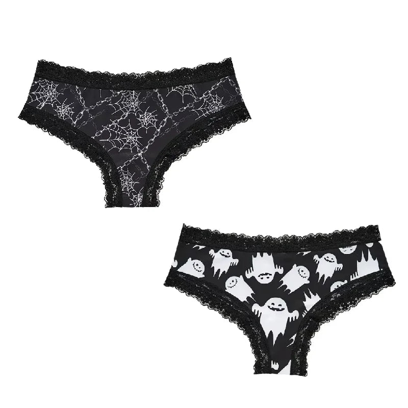 2Pc Set Lingerie Woman Sexy Underwear Lace Female Underwear Ghost Bat Butterfly Gothic Style Breathable Panties For Women