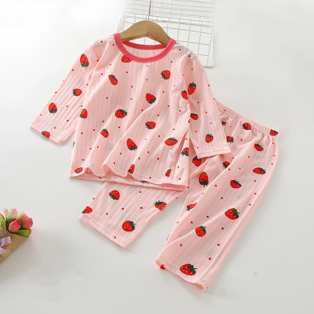 Summer Kids Pajama Set A-Class Cotton Long-Sleeve Carton Print Homewear Thin Breathable Air Conditioning Sleepwear