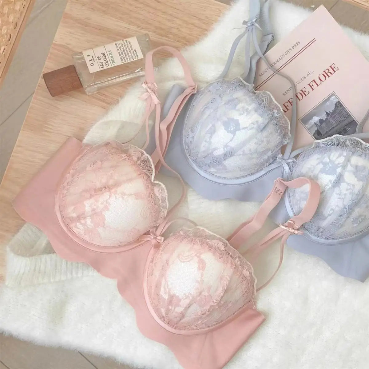 Sexy Bras Women's Preventing Sagging Pure Desire Aesthetic Lace Wireless Bralette Explosive Popular Style Small Bust Gathered