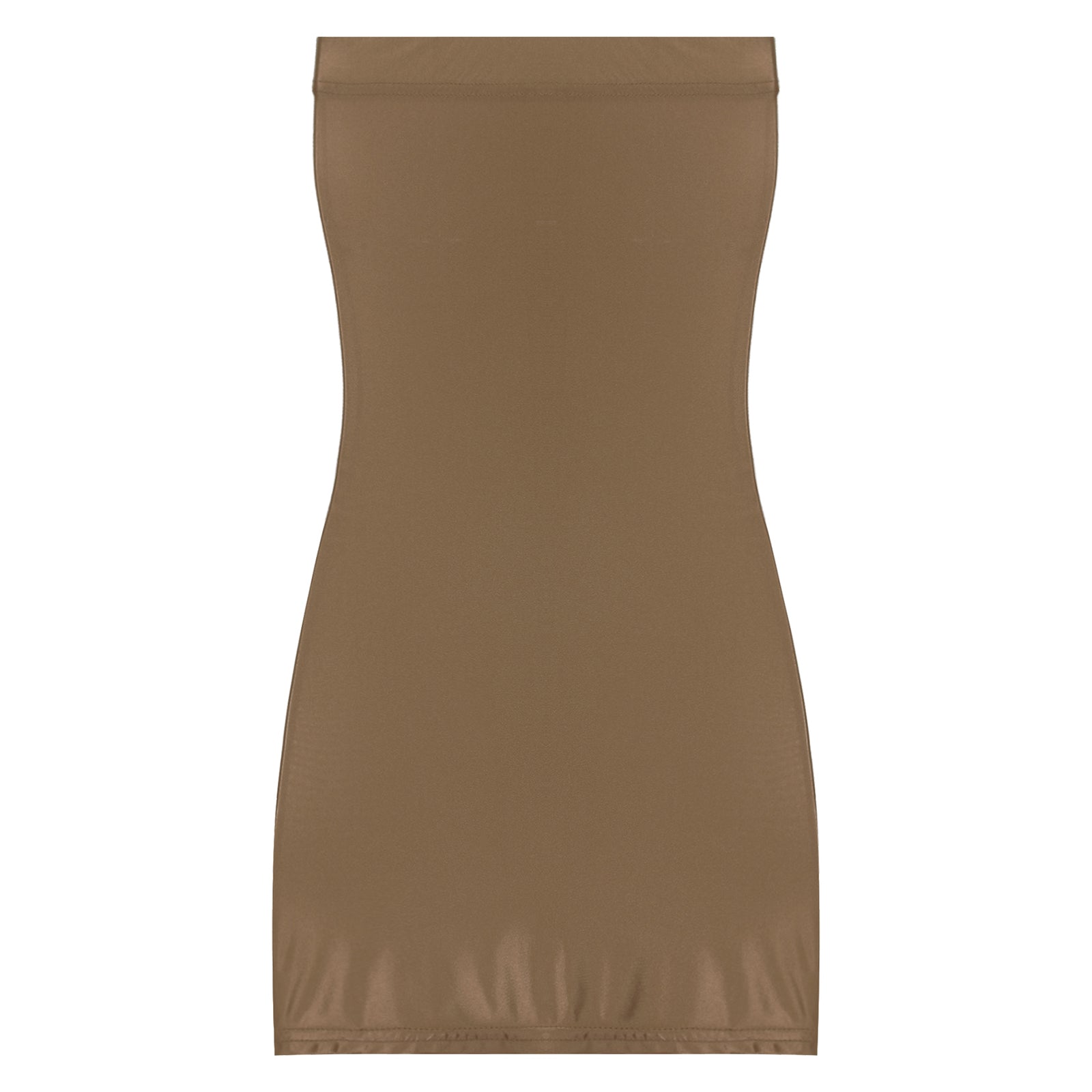 Women's Strapless Bodycon Dress Sleeveless Transparent Tight Pencil Dress Oil Glossy Package Hip Sheer Mini Dresses Clubwear