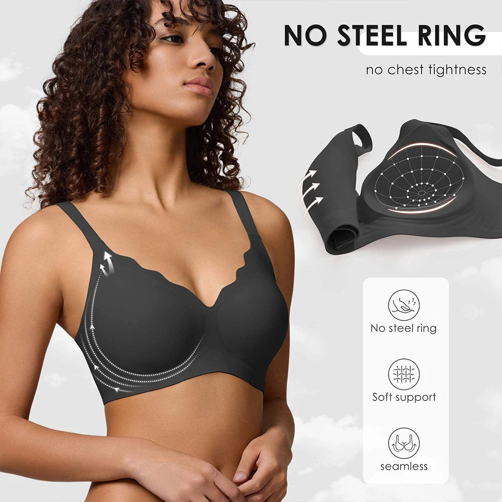Womens Wireless Push Up Bras No Underwire Soft Bralette Comfortable Full Coverage Seamless T Shirt Bra Plus Size Underwear