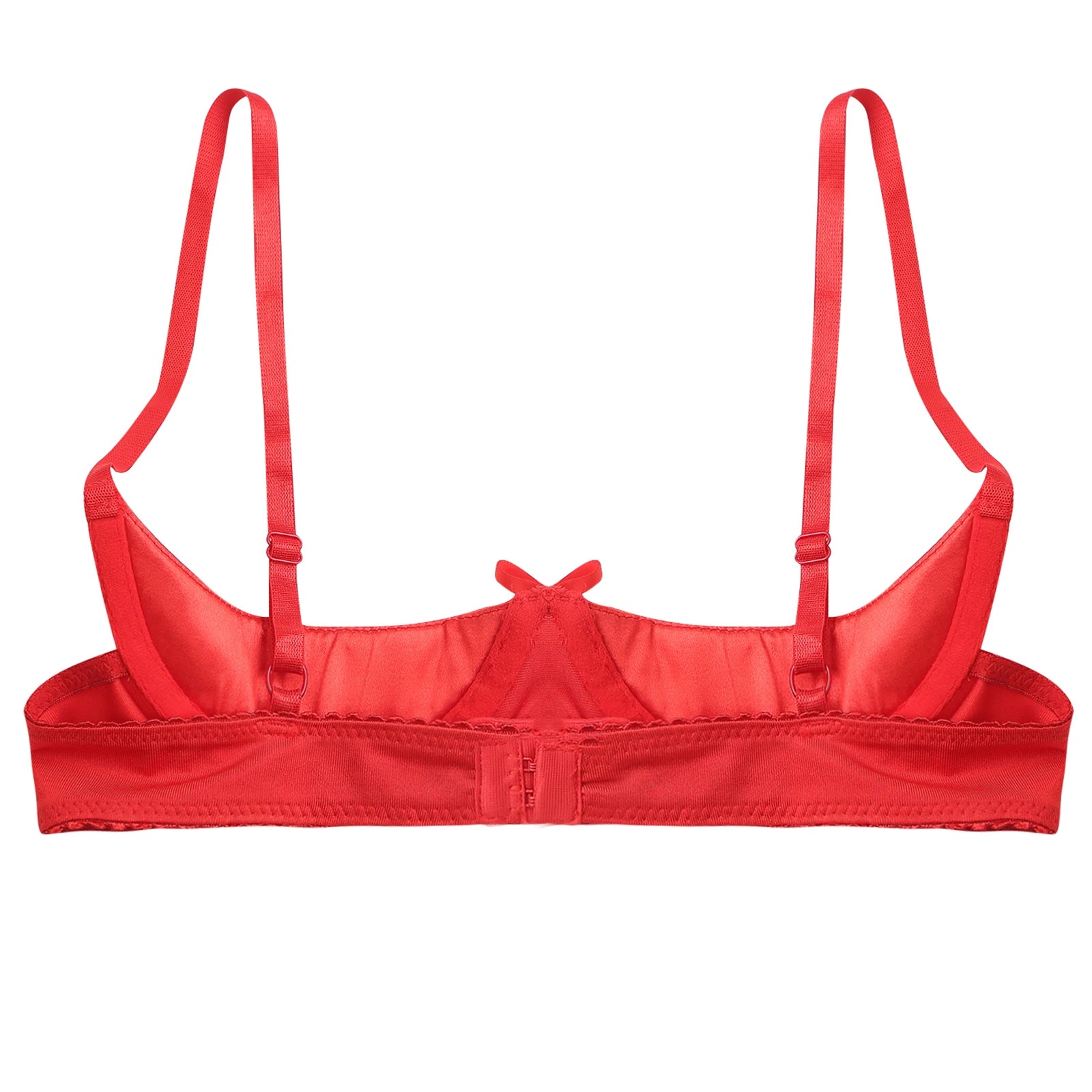 Womens Sexy Satin Intimates Lingerie Bras Female Adjustable Straps Underwire Half Cup Bow Push Up Balconette Brassiere Underwear
