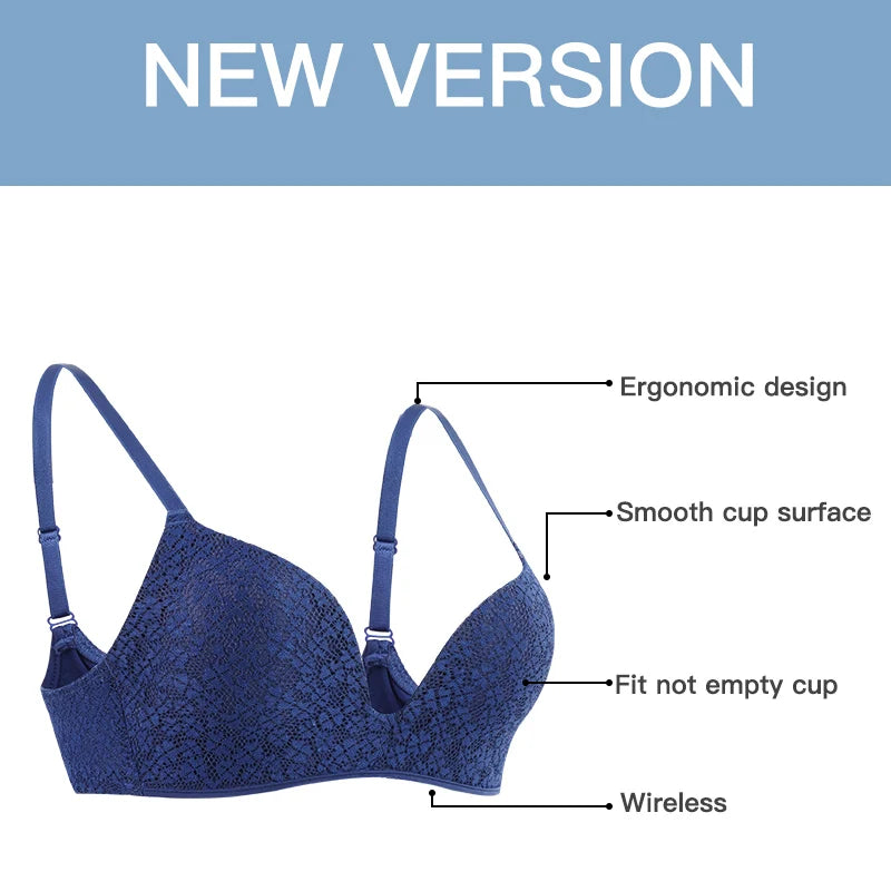 Sexy Lace Wireless Bras for Women Lingerie Push Up Bra Comfort Backless Sleep Tops Gathered Underwear French Bralette New