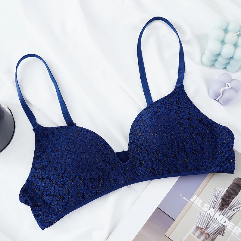 Sexy Lace Wireless Bras for Women Lingerie Push Up Bra Comfort Backless Sleep Tops Gathered Underwear French Bralette New