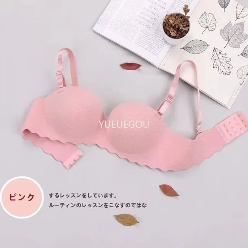 Seamless Demi Push Up Bra for Small Chest Non-Wired Ultra Padded Lift Bralette No Gap Plunge for Flat Bust Women