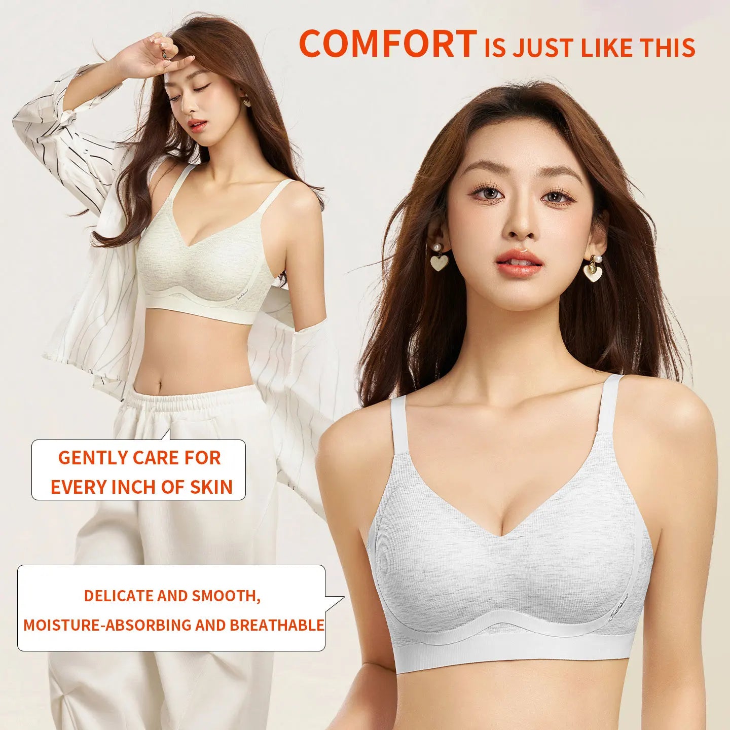 Wireless Push Up Bra Women Soft Breathable Brassiere High Stretch Daily Lingerie