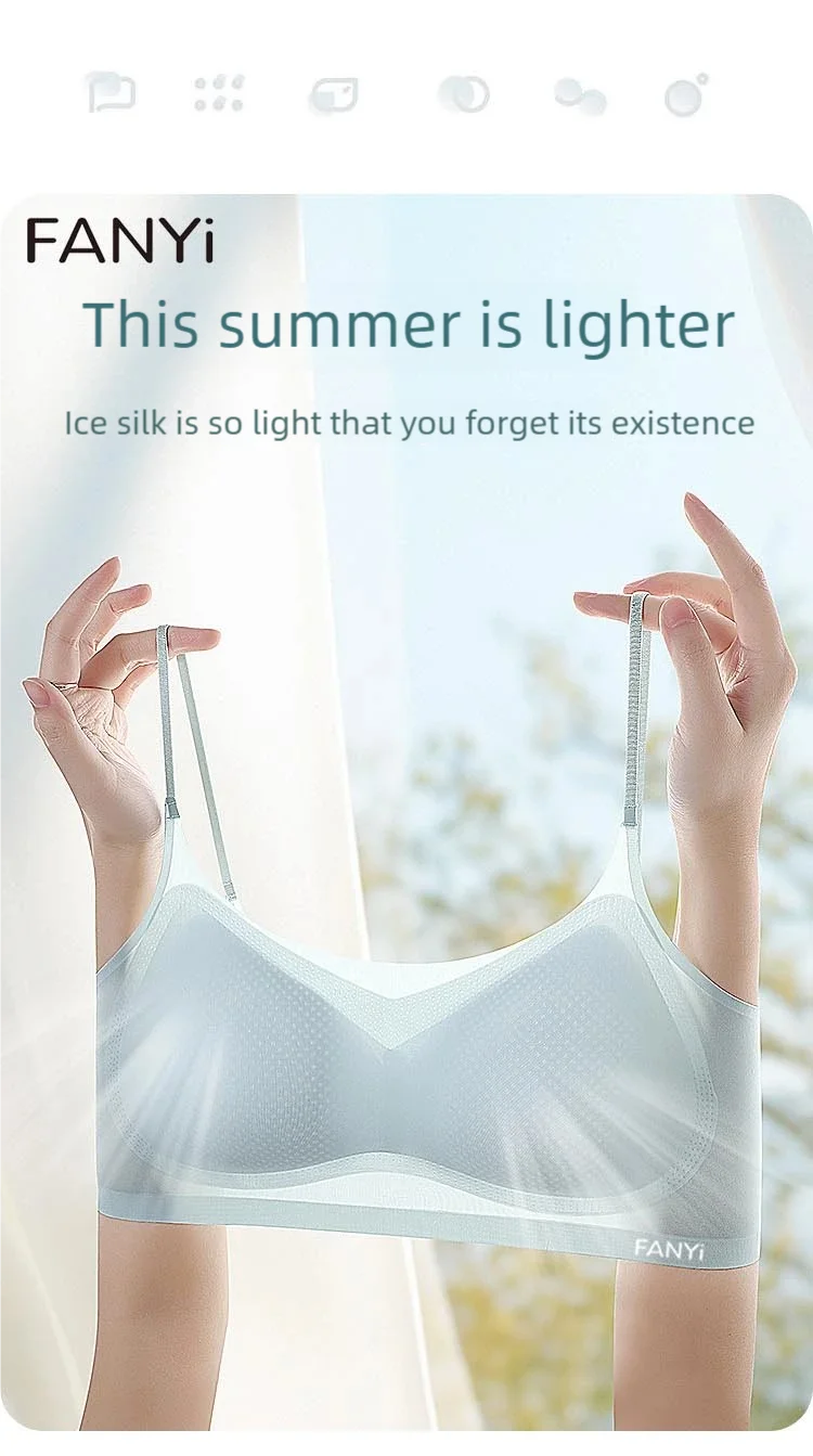 A thin, breathable and comfortable women's bra with a slim shoulder strap, featuring a beautiful back and a small chest