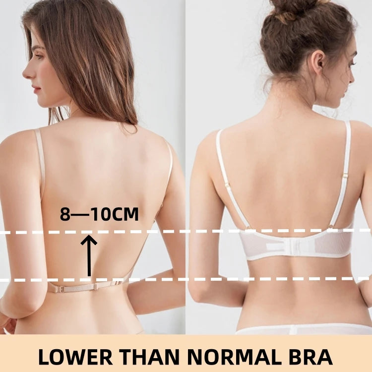 convergence Push Up Bra Backless Women Bras Low Cut Sexy Plunge Brassiere Open Back Underwear Invisible Deep U backless Lingerie