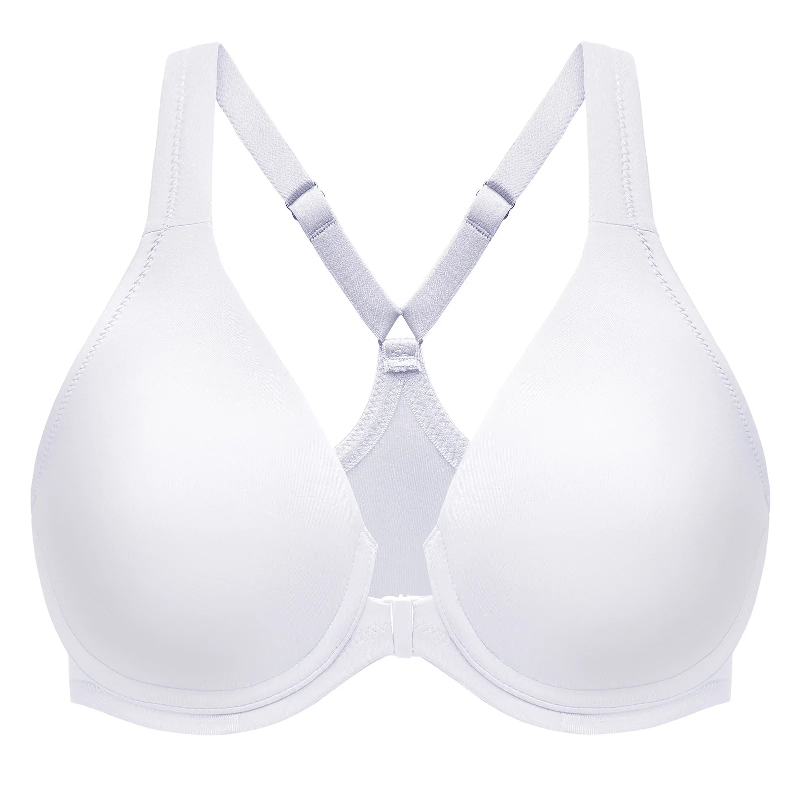MELENECA Women's Racerback Full Coverage Front Closure Bras Plunge Unlined Seamless Underwire Bra