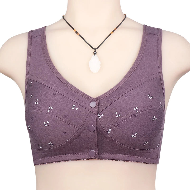 Bra For Women Wire Free Bra Cotton Underwear Front Closure Brassiere Women's Lingerie Large Bust 48 50 52 B C Cup