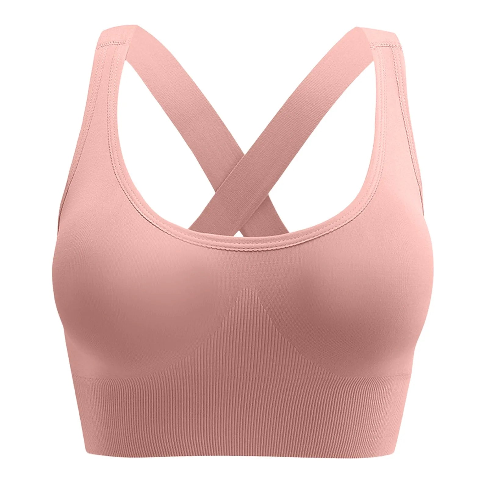Women'S Sports Bra Cross-Back Design Seamless Design High Elasticity Quick-Drying Suitable All Seasons Fitness And Yoga