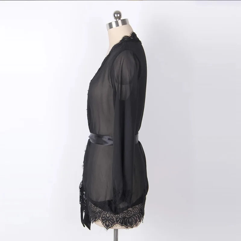 Sexy Sleepwear Night Dress Women Lingerie Lace Ruffles Pajamas Robe See-through Babydolls Underwear Erotic Costumes Sex Clothes