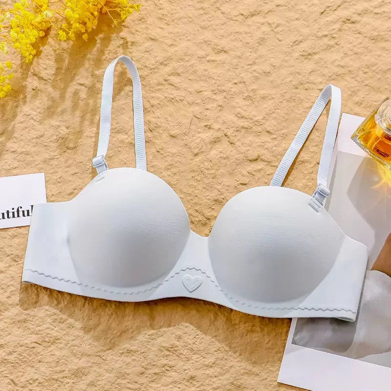 Women's Half Cup Bra Non-Slip Underwear for Small Breasts Gathered without Marks with Side Breast Adjustment