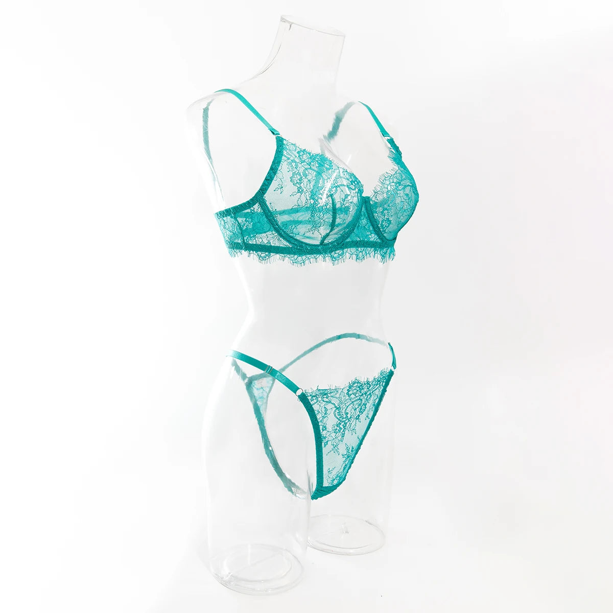 Erotic Lingerie Bra and Panties Set Basic Sexy Sheer Lace Eyelash Unline One Layer Lace Lingerie Women Underwear Intimate