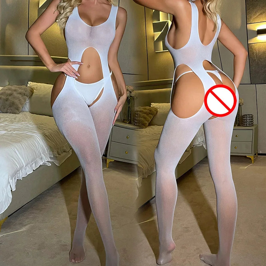 Sexy Lingerie Women Body Underwear Hollow Out Fishnet Bodysuit Nightwear Open Crotch Bodystocking Erotic Lingerie Porno Costume