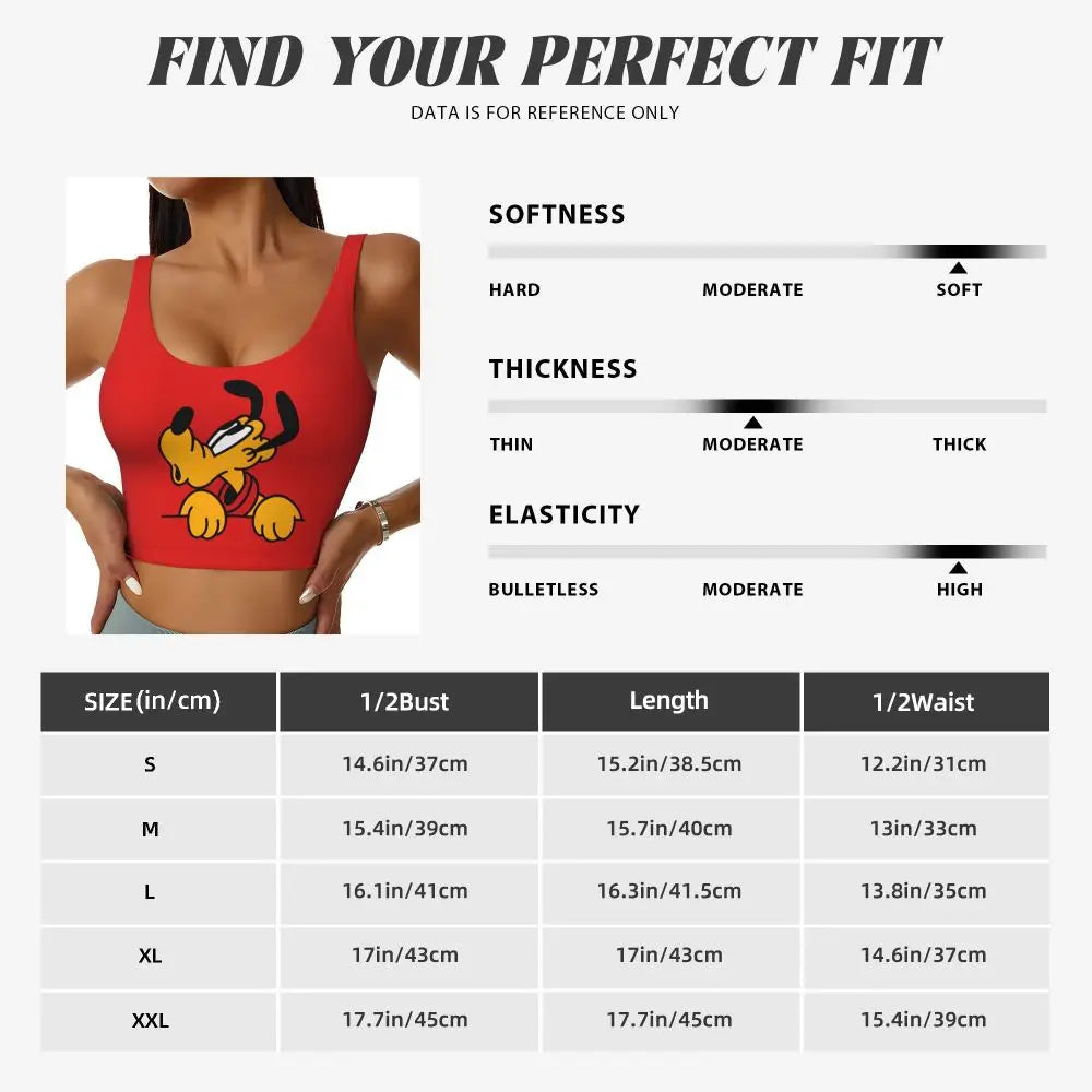 Custom Pluto Anime Manga High Impact Sports Bras for Women Classic Seamless Workout Yoga Crop Tank Tops