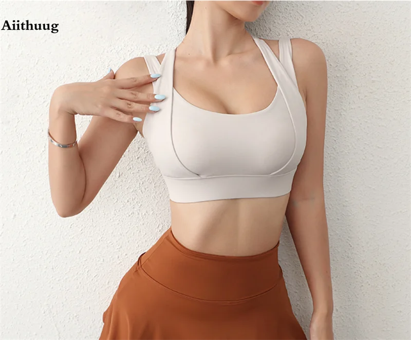 Aiithuug Sports Bras for Yoga Gym Workout Crop Top Fitness Tops Bounce Control Jogging Bras Push Up Running Top Active Wear