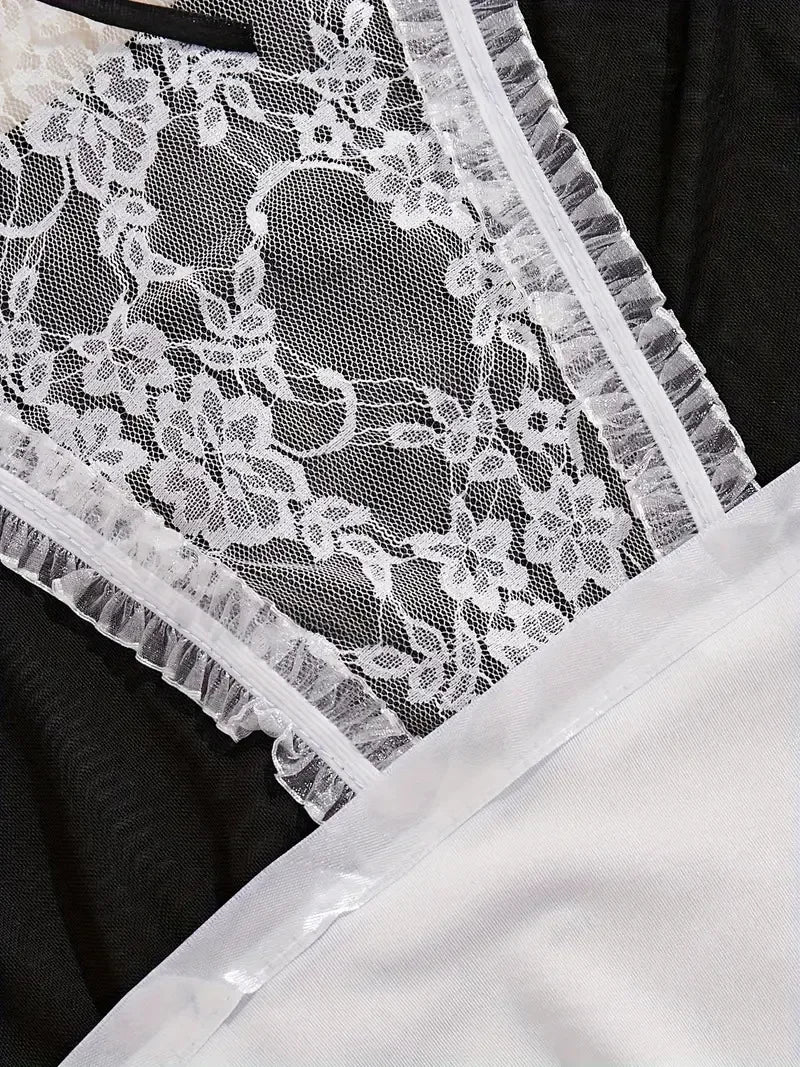 Sexy Lingerie Women Cosplay Bra Set Hot Erotic Servant Lolita Costumes French Apron Maid Dress Porn Uniform Teddy Underwear Set