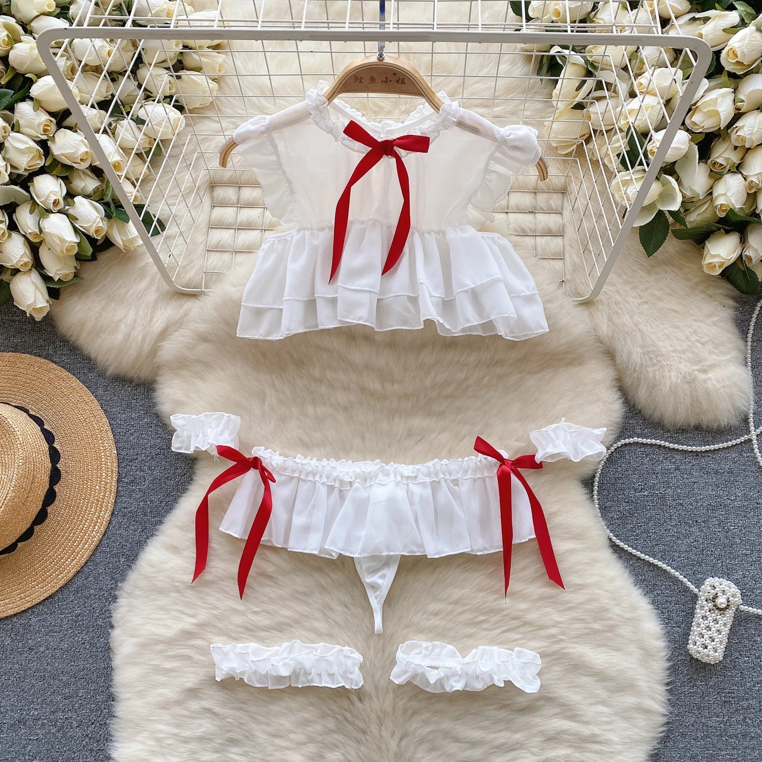 Backless Hotsweet Bow Lingerie For Women See Through Mesh Sexy Bunny Costume Lingerie Bodysuit 4 Piece Jumpsuit Spot Lace Cospla