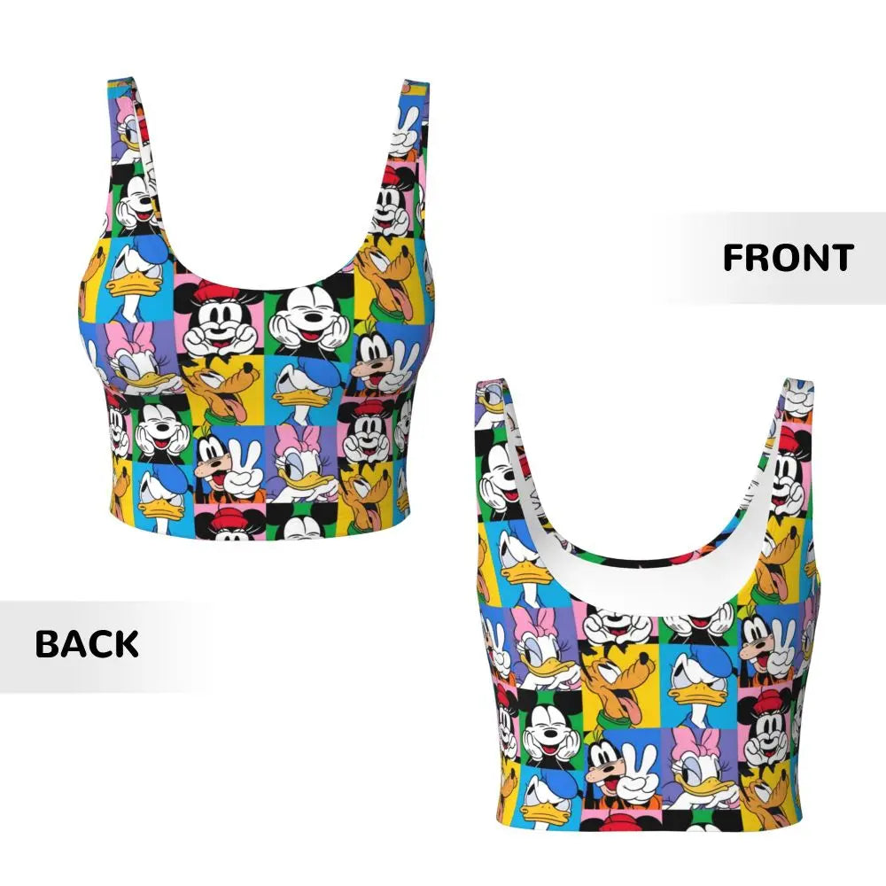 Custom Goofy Cartoons High Impact Sports Bras for Women Mangas Seamless Workout Running Crop Tank Tops