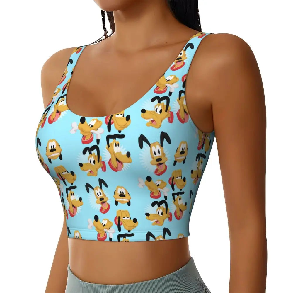 Custom Pluto Anime Manga High Impact Sports Bras for Women Classic Seamless Workout Yoga Crop Tank Tops