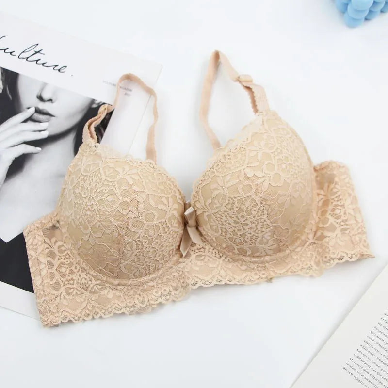 2025 New Push Up Bras Set Pink Gray Blue Beige Burgundy Black Underwear For Women Floral Bow BC Cup Lingerie