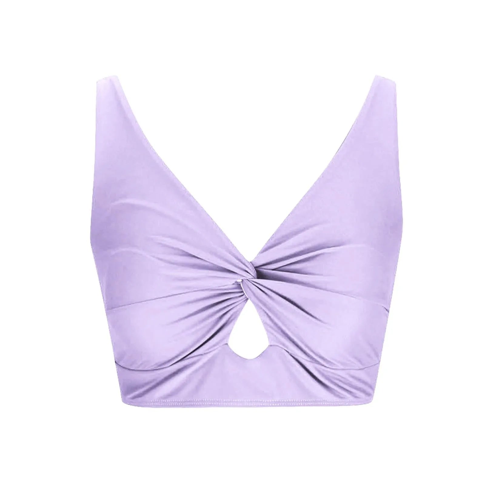 Women'S Swimsuit Top Solid Colour Bikini Swimsuit Fashion Gathering Push Up Tankini Swimsuit Sexy Backless Cross Strap Bikini