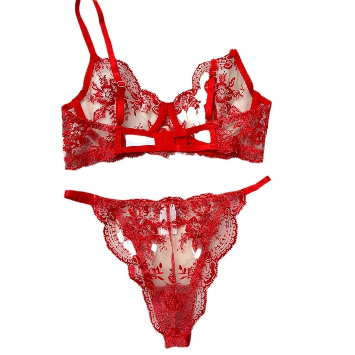 Hot-selling Sexy Lingerie Floral Embroidery Sheer Mesh Sexy Comfortable Elegant Lingerie Set