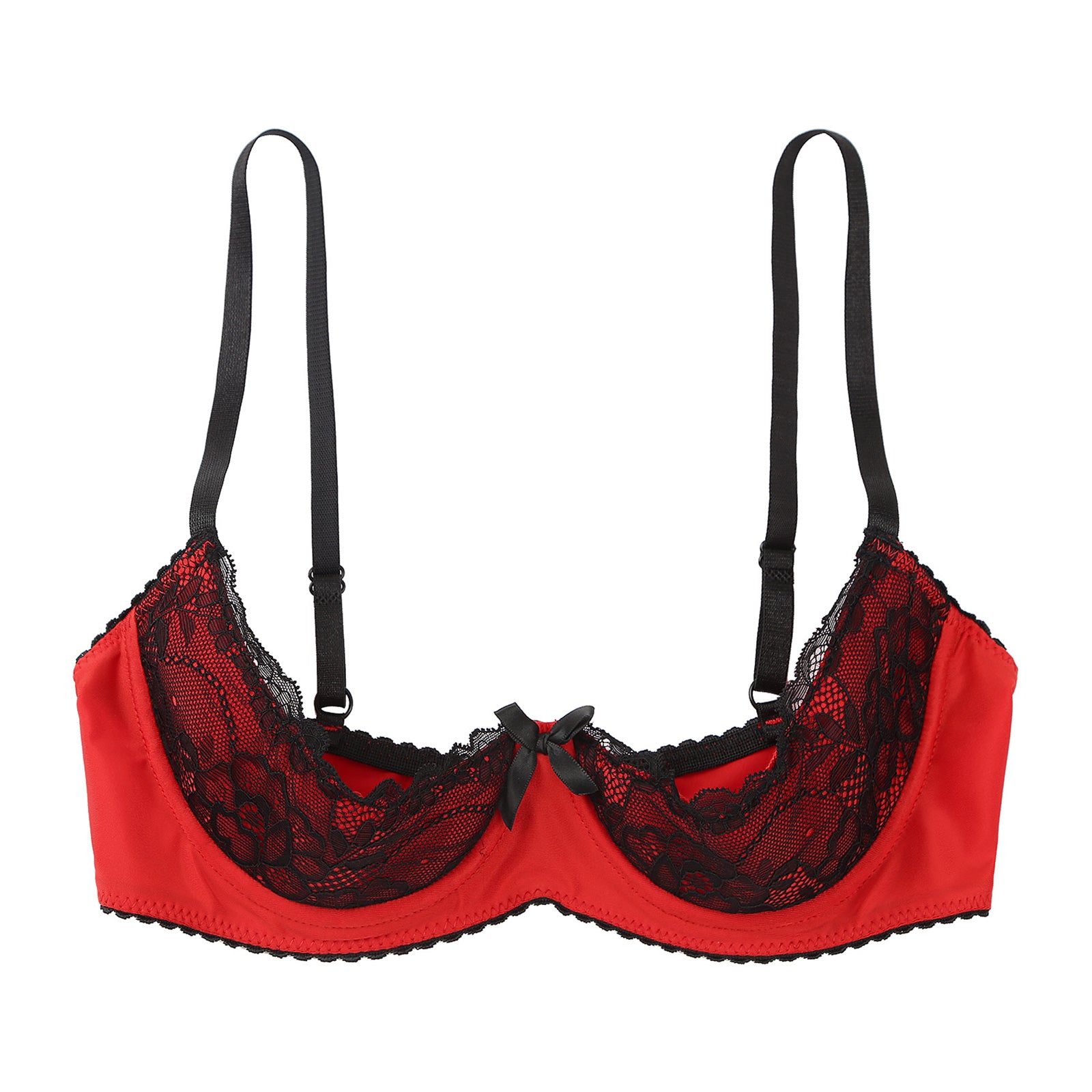Sexy Womens Half Cup Underwire Bra Lace Push Up Open Chest Balconette Hot Bra Underwear Bare Exposed Breast Underwire Brassiere