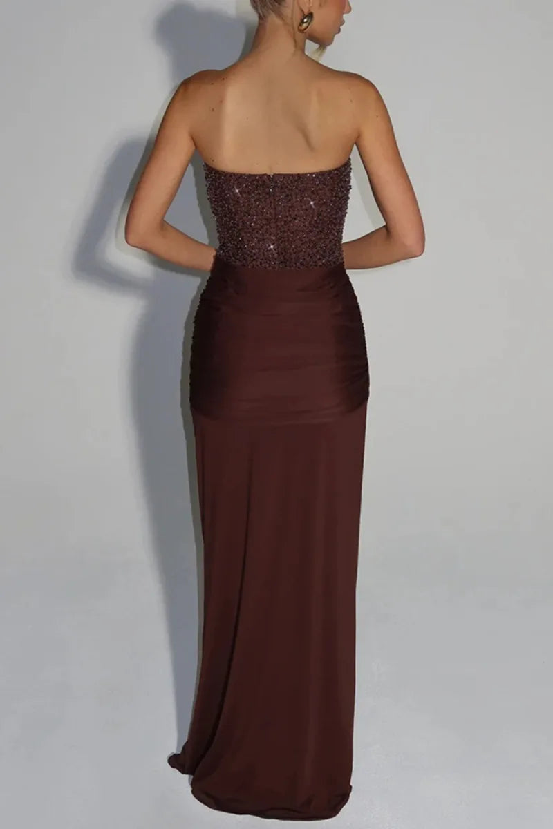 Sexy Women Sequins Party Wedding Dress Elegant Off Shoulder Slim Lace Graduation Ceremoney Mermaid Bodycon Corset Long Dress