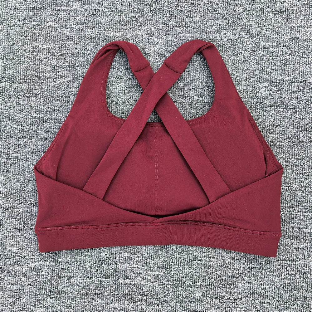 Women Cross Strap Sports Bra Top Women Push Up Sport Bra Yoga Gym Crop Top Brassiere Fitness Top Sport Bra Breathable Bras