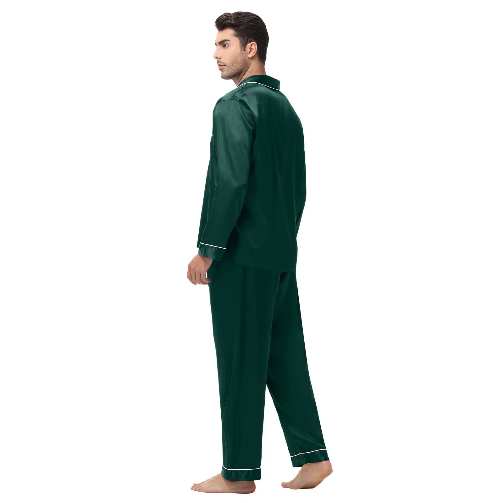 Men Pajamas Set Silk Satin Sleepwear for Man Shirt Long Sleeve Pijama Male Fashion Soft Loungewear S-2XL Size Spring Nightwear