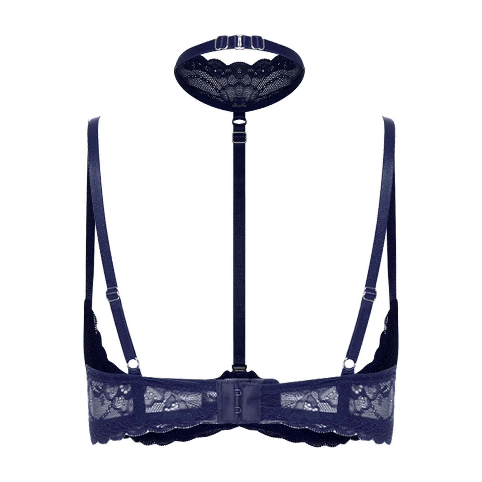 Women Sexy Open Cup Lace Padded Bra Push Up Underwired Halter Chest Brace Bralette Balconette Exotic Lingerie Nightwear Clubwear