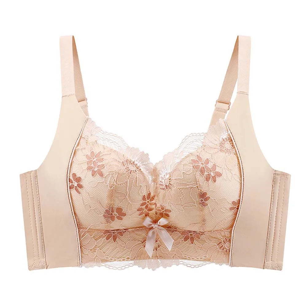 Gathered Breasts Wireless Deep V Bra Shockproof Close-fitting Brassiere for Women Anti-sagging Lingerie Seamless Lace Bras Girls